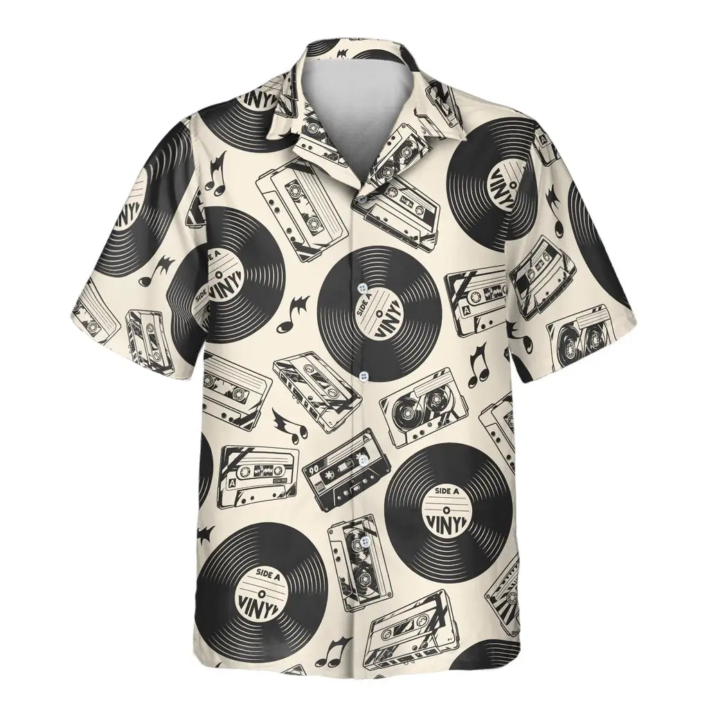 Custom Face &amp; Logo Retro Record Vibes Hawaiian Shirt | Perfect Vacation &amp; Tropical Party Wear