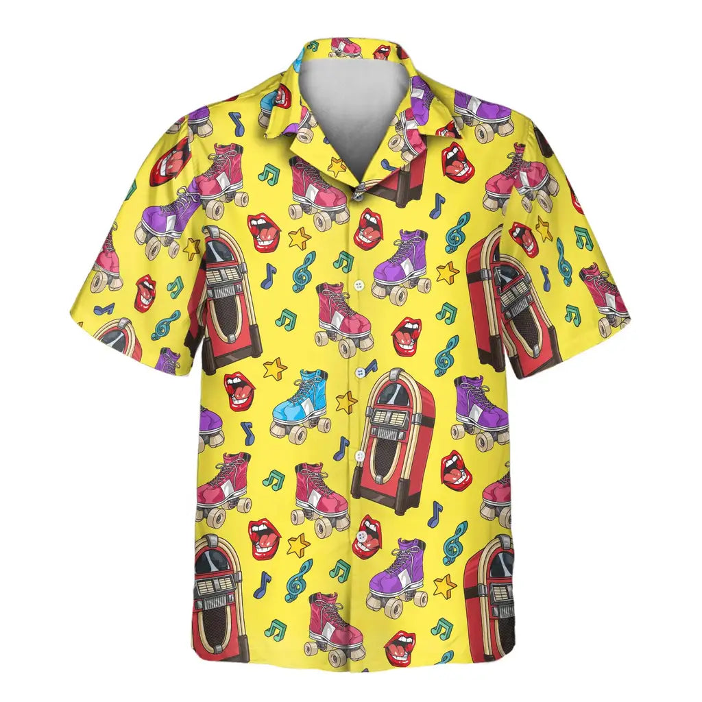 Custom Face &amp; Logo Retro Vinyl Vibes Hawaiian Shirt | Perfect Vacation &amp; Tropical Party Wear