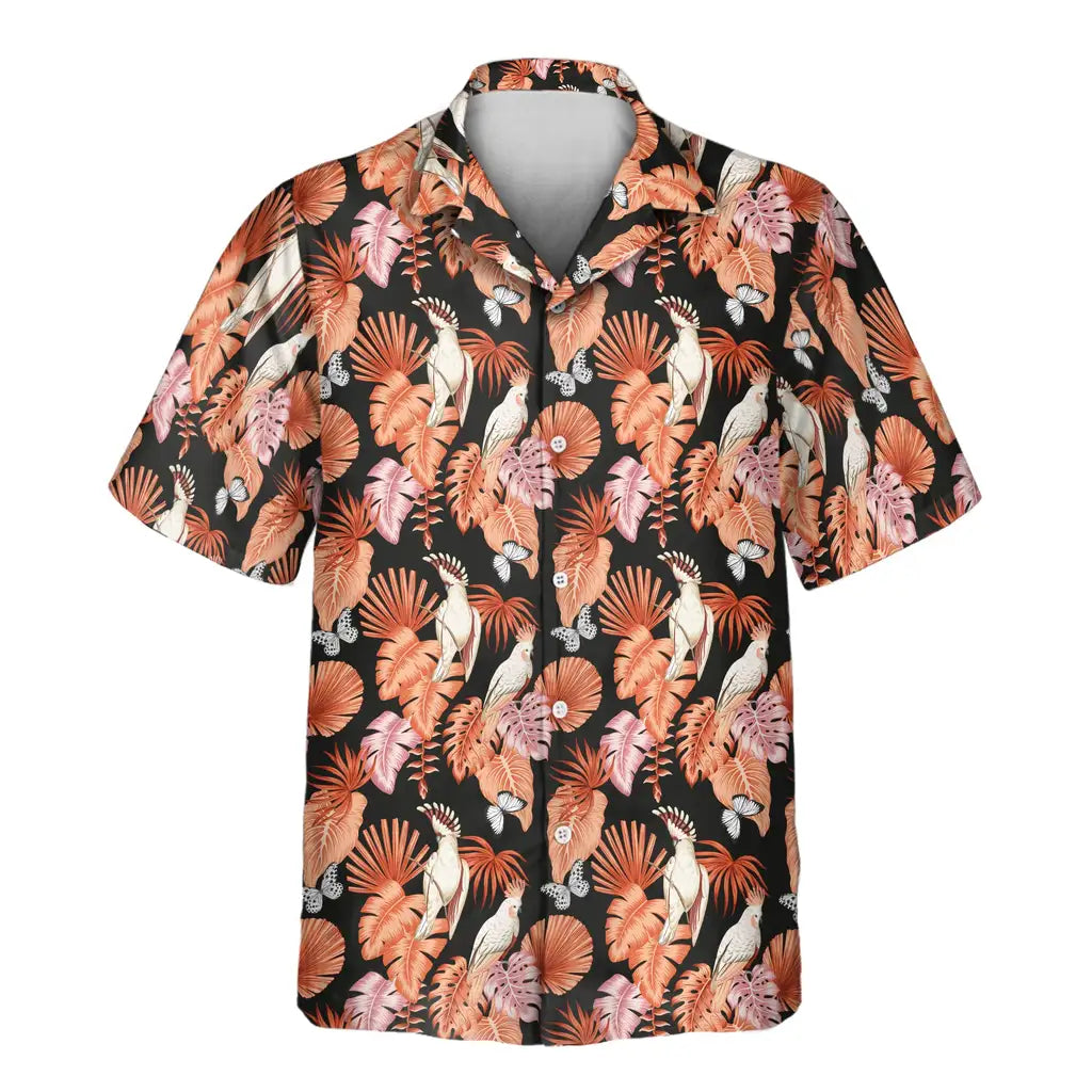 Custom Face &amp; Logo Rosy Paradise Hawaiian Shirt | Unique Summer Beach Gift for Men
