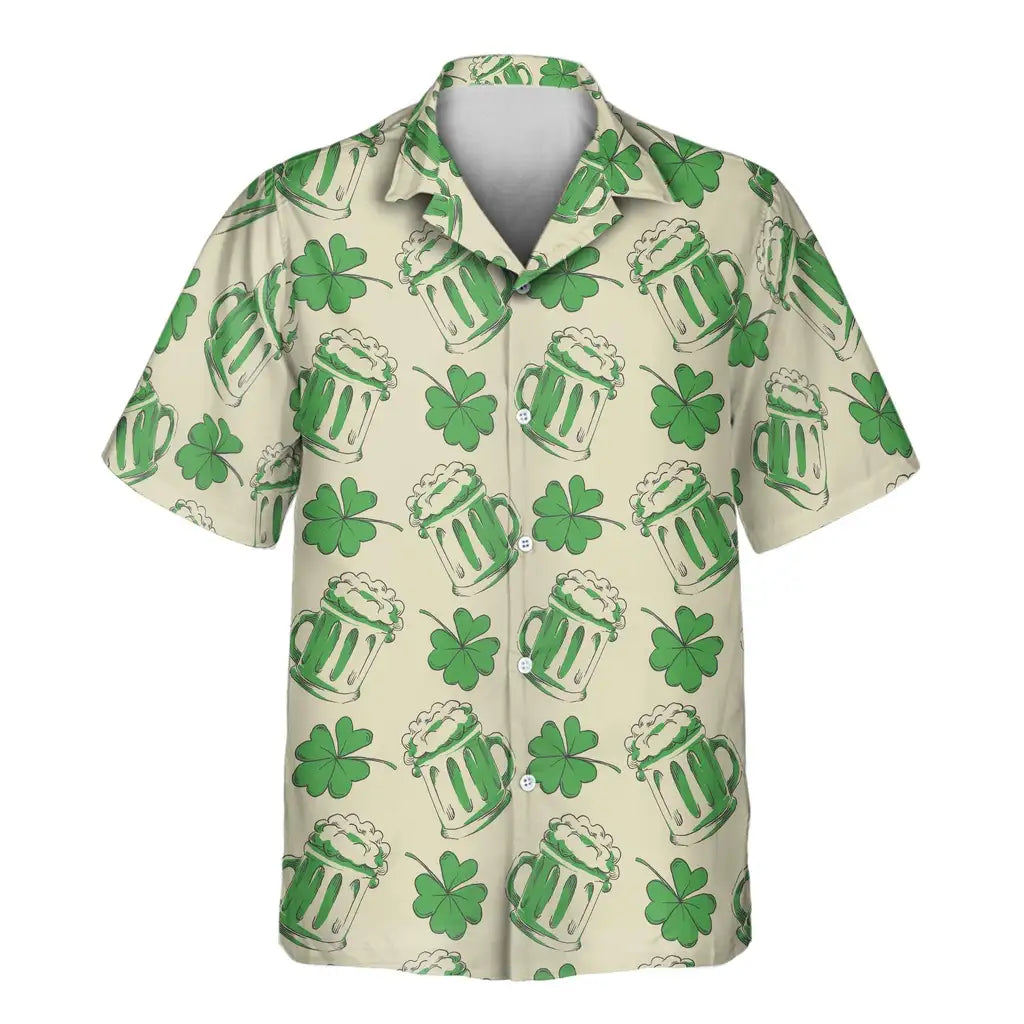 Custom Face &amp; Logo Shamrock Celebration Hawaiian Shirt | Perfect St. Patrick's Day &amp; Irish Celebration