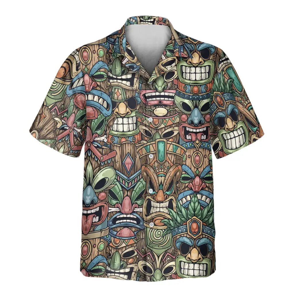 Custom Face &amp; Logo Tiki Island Vibes Hawaiian Shirt | Great for Themed Parties &amp; Group Events