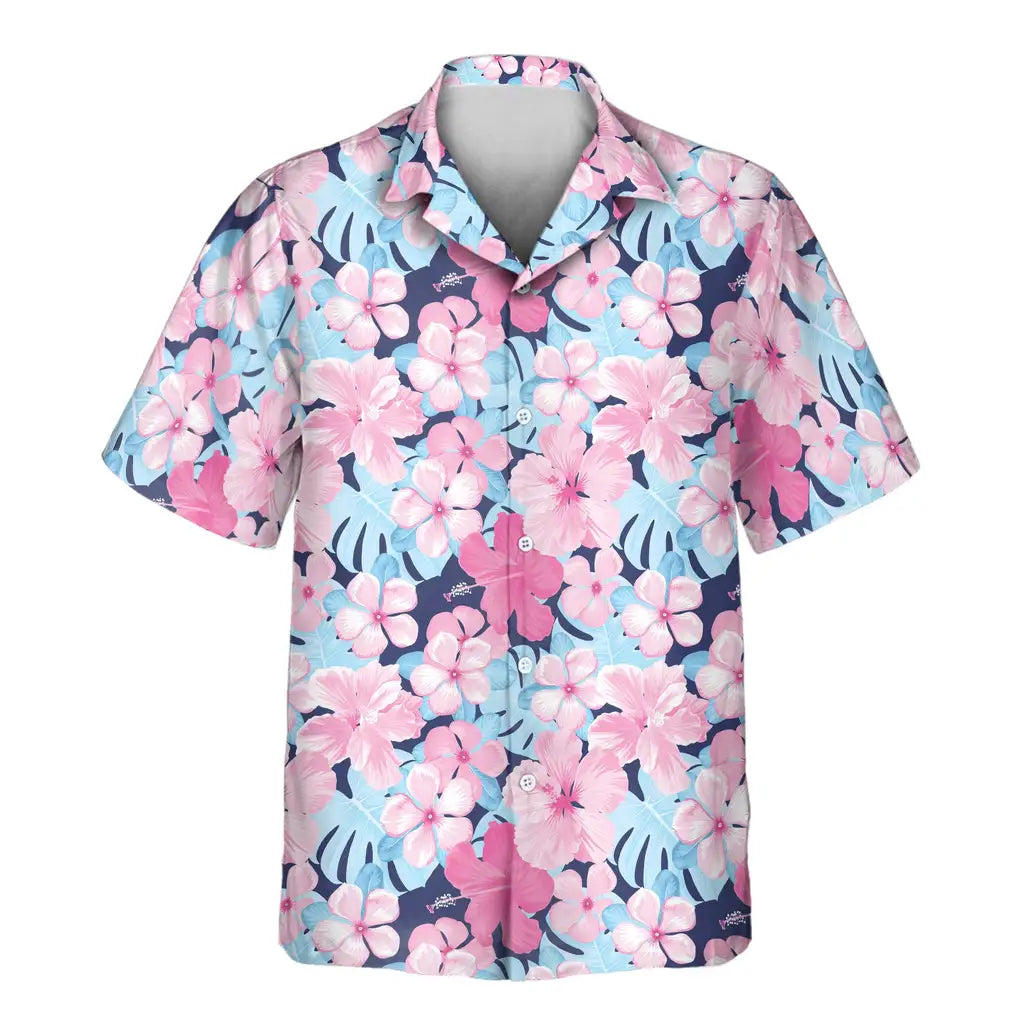 Custom Face &amp; Logo Tropical Floral Escape Hawaiian Shirt | Custom Gift for Beach Vacation &amp; Cruises