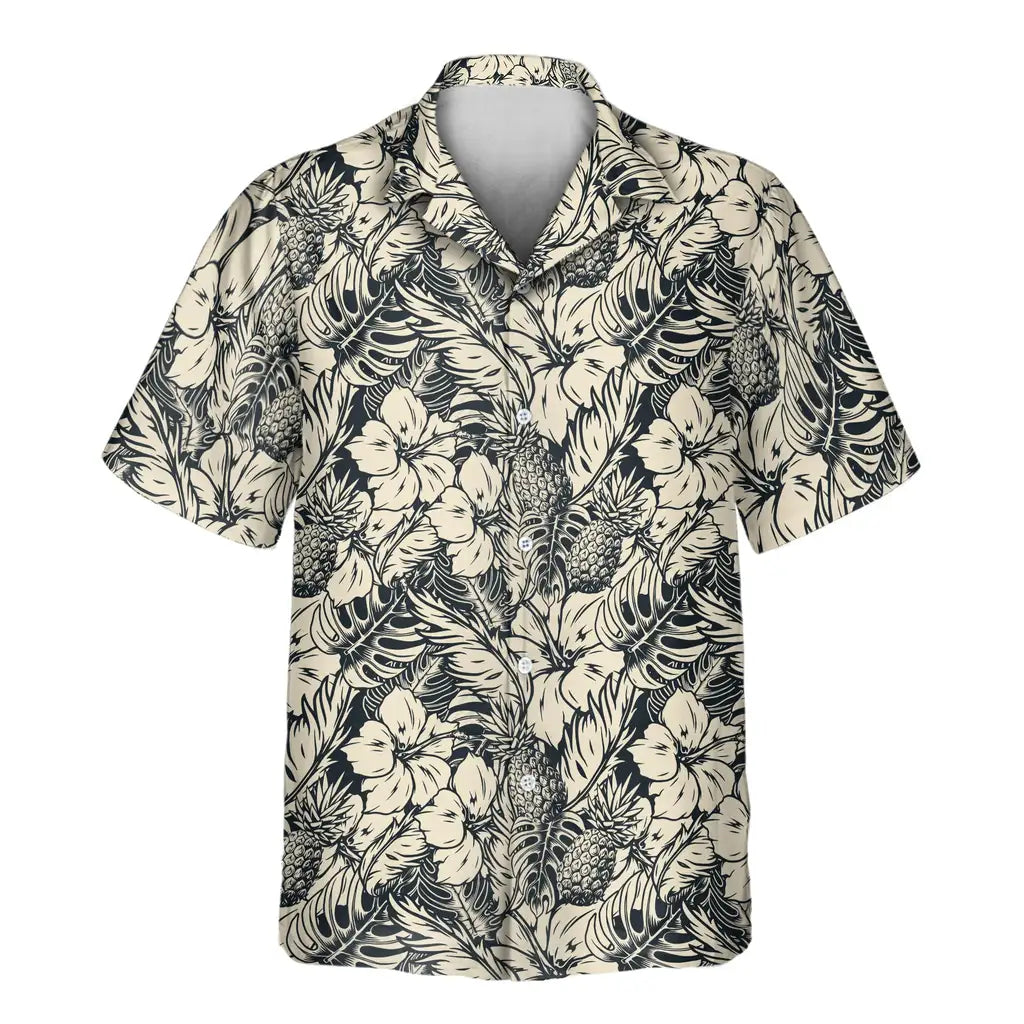 Custom Face &amp; Logo Tropical Garden Elegance Hawaiian Shirt | Unique Summer Beach Gift for Men