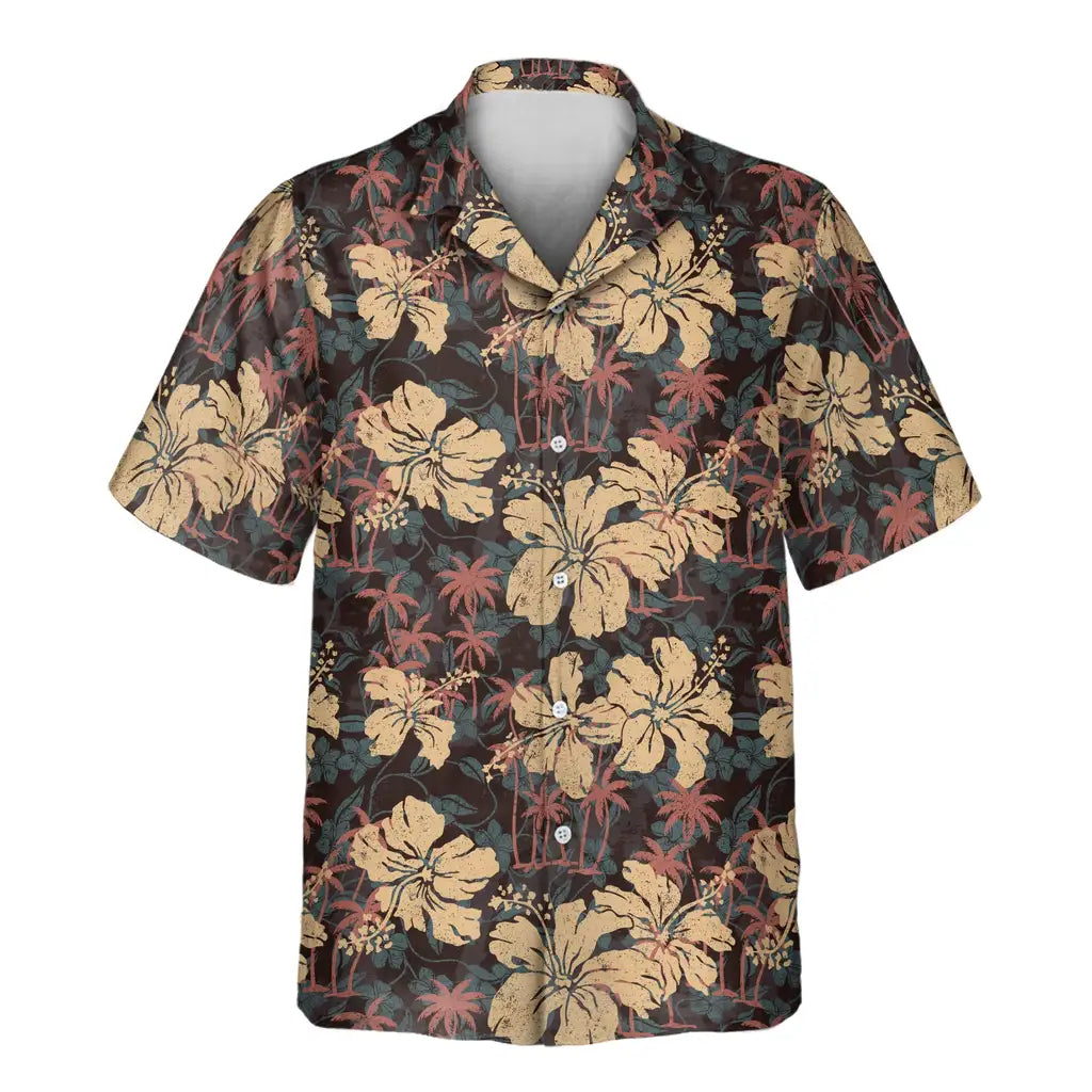 Custom Face &amp; Logo Tropical Grunge Bloom Hawaiian Shirt | Custom Gift for Beach Vacation &amp; Cruises
