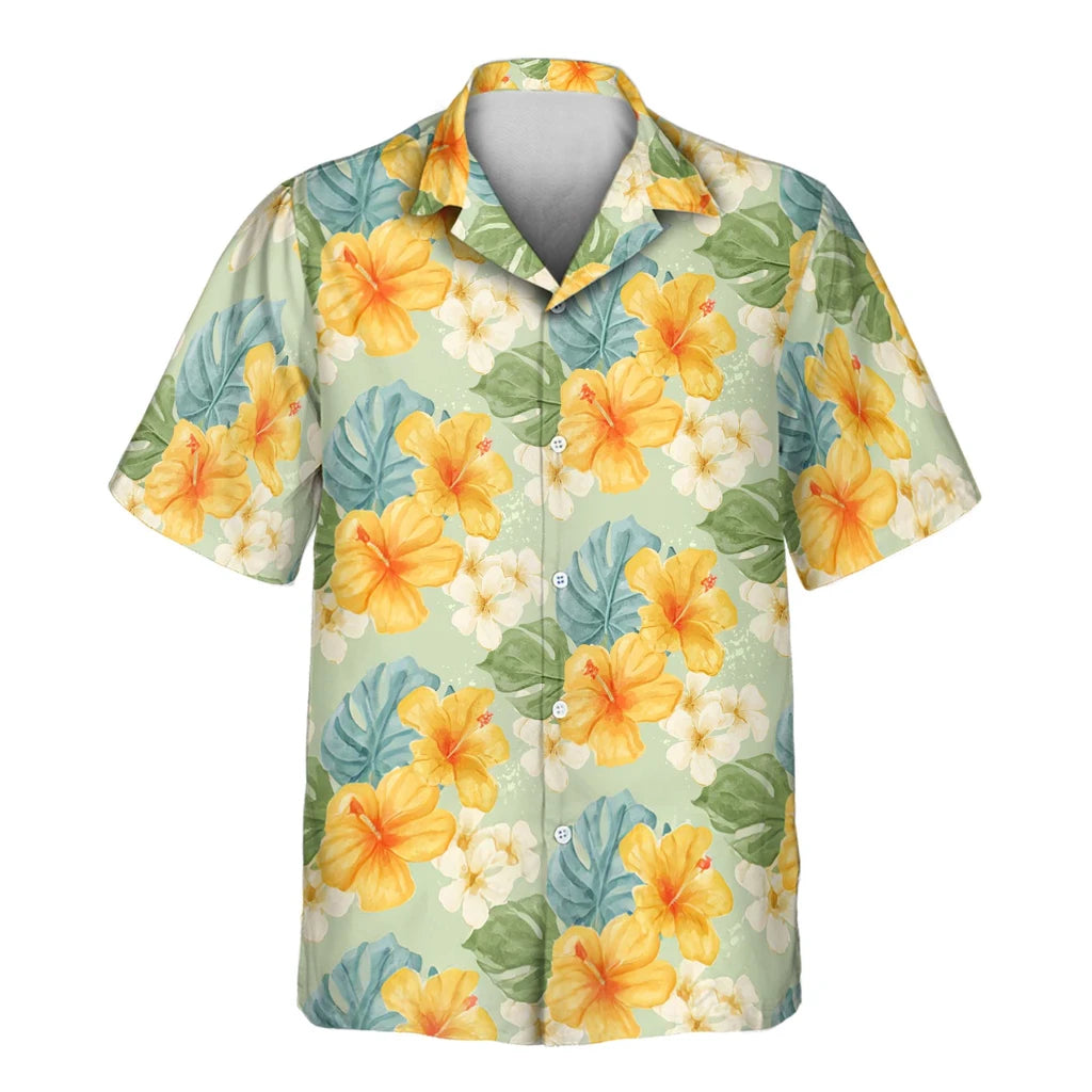 Custom Face &amp; Logo Tropical Hibiscus Vibes Hawaiian Shirt | Custom Gift for Beach Vacation &amp; Cruises