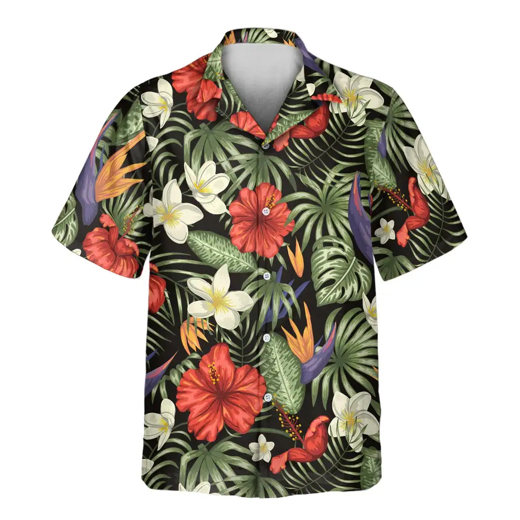 Custom Face &amp; Logo Tropical Oasis Hawaiian Shirt | Unique Summer Beach Gift for Men
