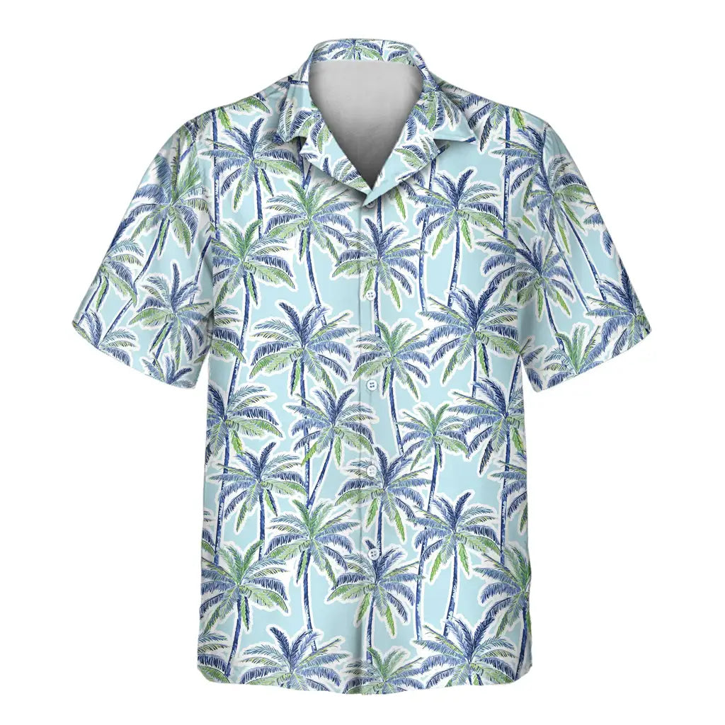 Custom Face &amp; Logo Palm Breeze Hawaiian Shirt | Unique Summer Beach Gift for Men