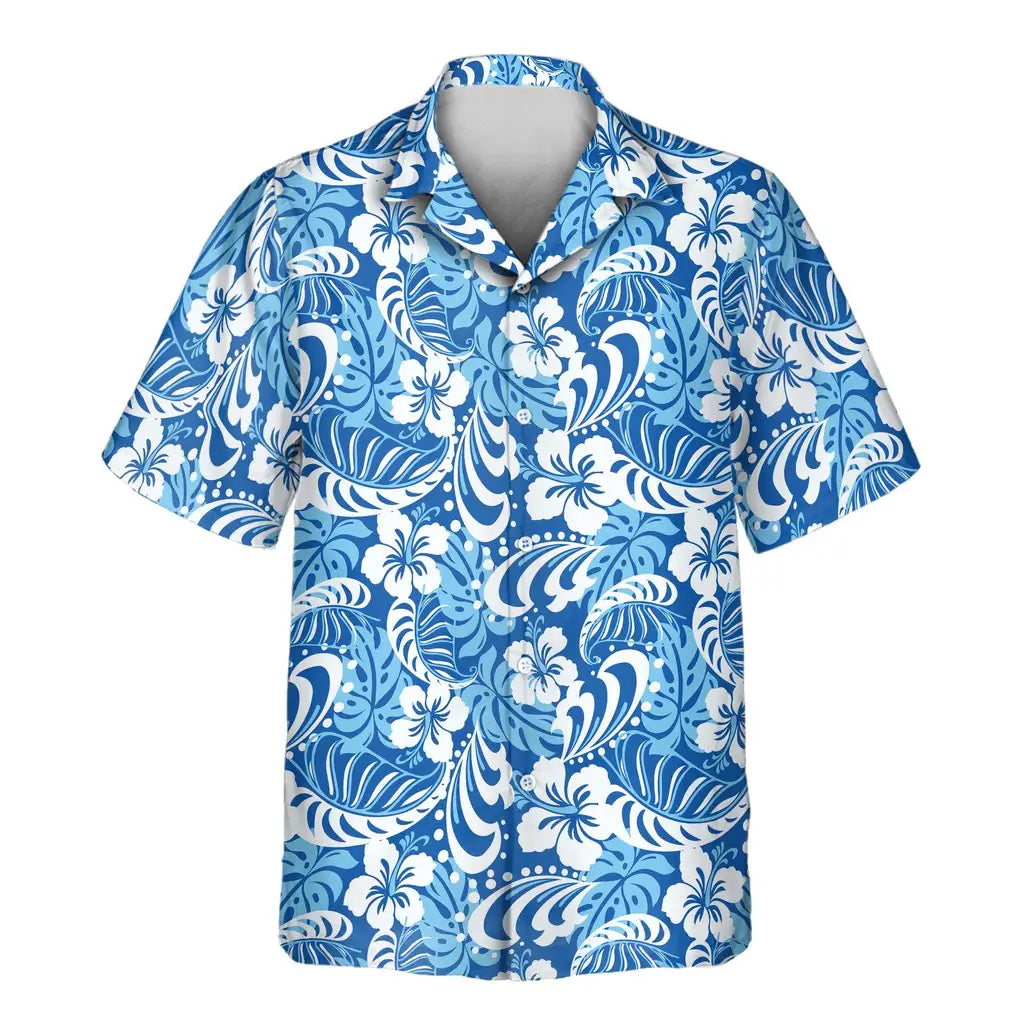 Custom Face &amp; Logo Royal Blue Tropics Hawaiian Shirt | Unique Summer Beach Gift for Men