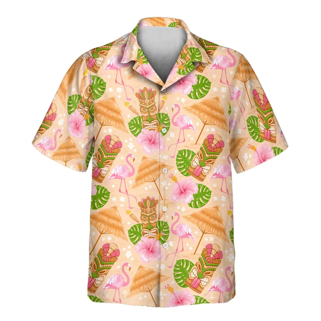 Custom Face &amp; Logo Tropical Tiki Grill Fest Hawaiian Shirt | Perfect Backyard BBQ &amp; Summer Gathering