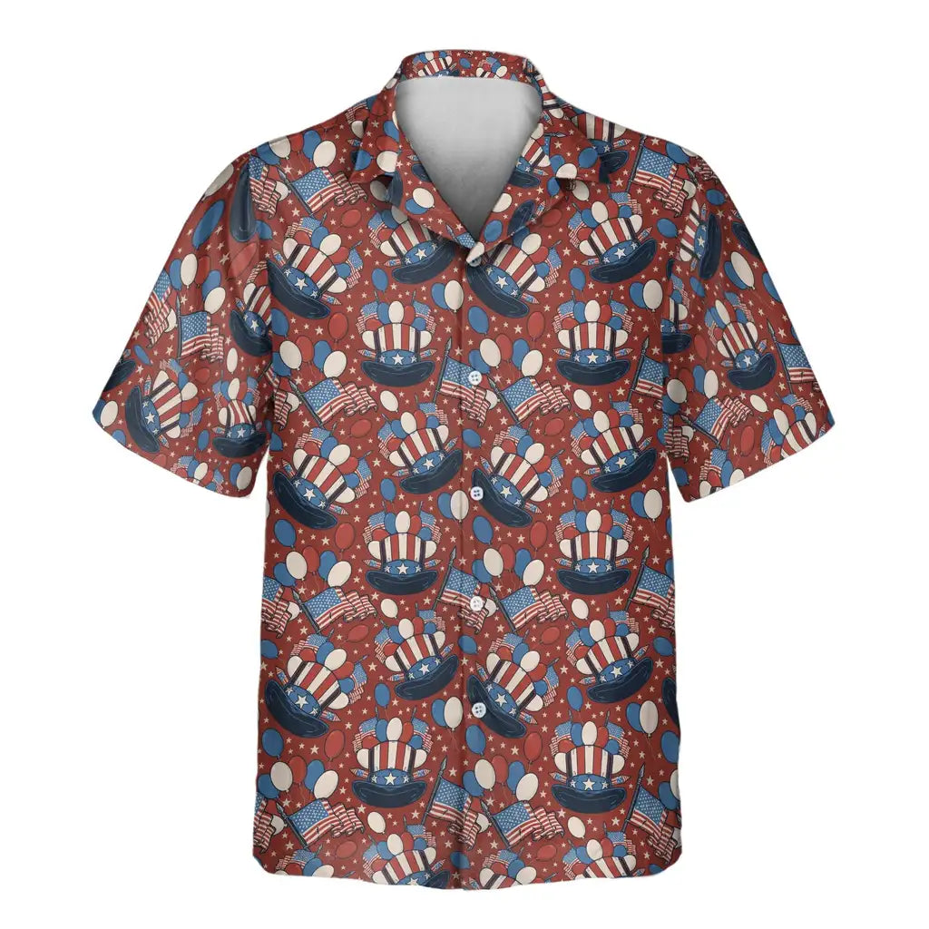 Custom Face &amp; Logo Uncle Sam Celebration Hawaiian Shirt | Perfect 4th of July &amp; Patriotic Celebration