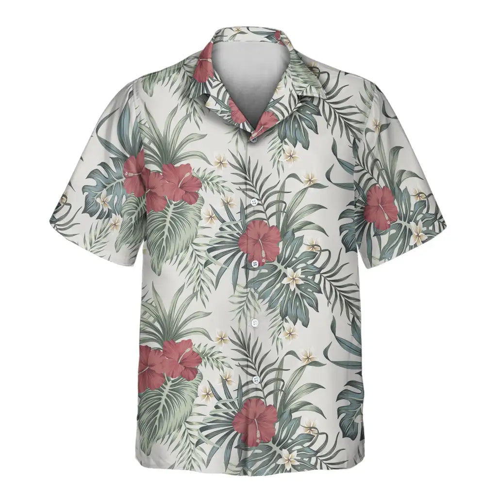 Custom Face &amp; Logo Vintage Floral Paradise Hawaiian Shirt | Perfect Vacation &amp; Tropical Party Wear