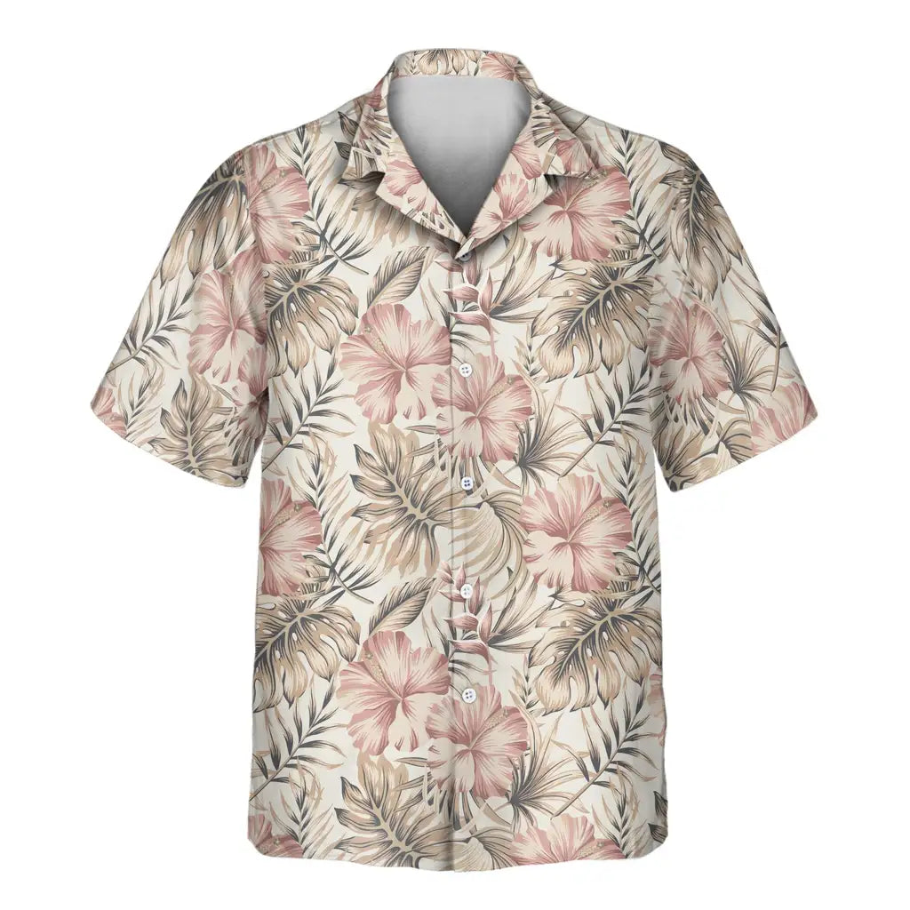 Custom Face &amp; Logo Vintage Palm Hibiscus Hawaiian Shirt | Perfect Vacation &amp; Tropical Party Wear