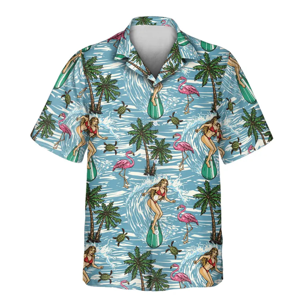 Custom Face &amp; Logo Vintage Surf &amp; Sun Hawaiian Shirt | Perfect Vacation &amp; Tropical Party Wear