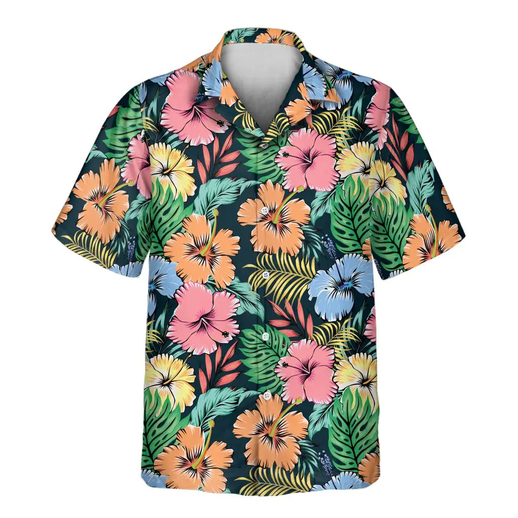 Custom Face &amp; Logo Vivid Summer Hawaiian Shirt | Unique Summer Beach Gift for Men