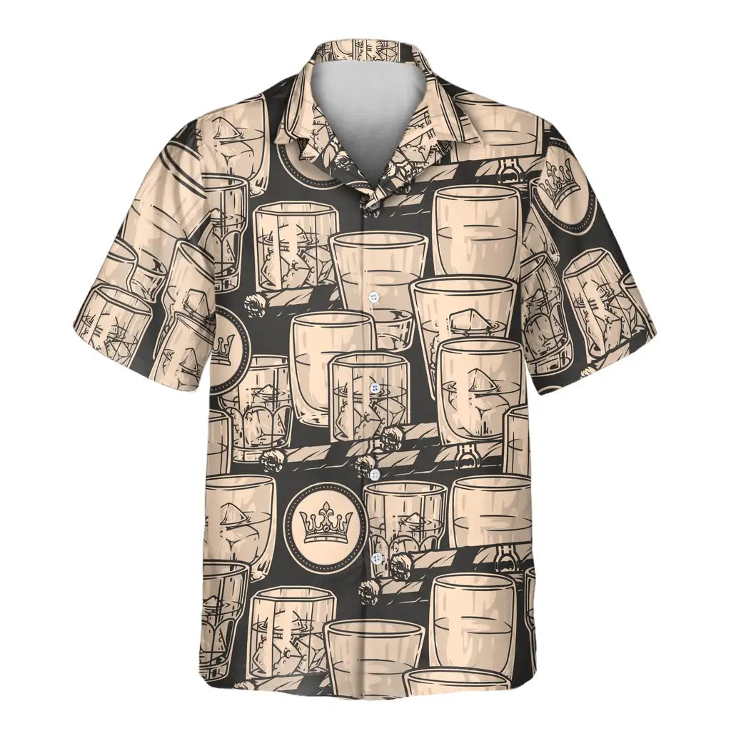 Custom Face &amp; Logo Whiskey Booze Hawaiian Shirt | Great Gift for Party Lovers &amp; Celebration
