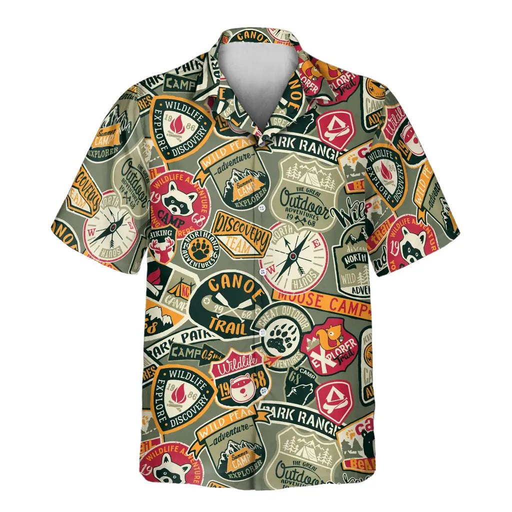 Custom Face &amp; Logo Wilderness Adventure Hawaiian Shirt | Unique Summer Beach Gift for Men