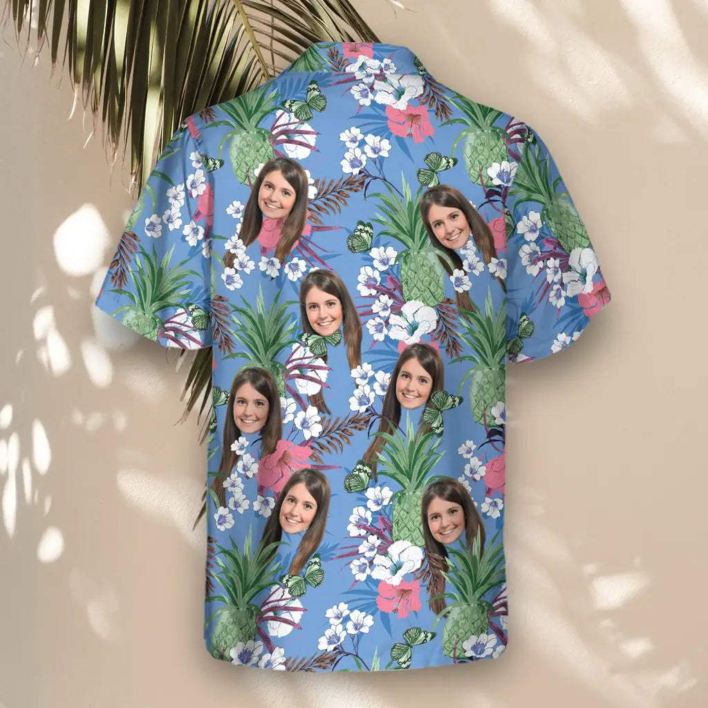 Custom Face &amp; Logo Aloha Bloom Hawaiian Shirt | Custom Gift for Beach Vacation &amp; Cruises