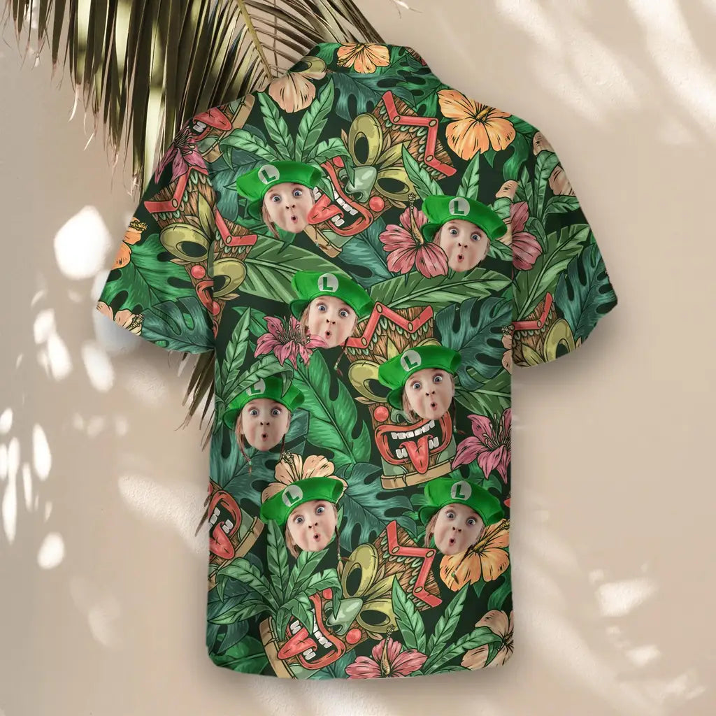 Custom Face &amp; Logo Aloha Vibes Hawaiian Shirt | Unique Summer Beach Gift for Men