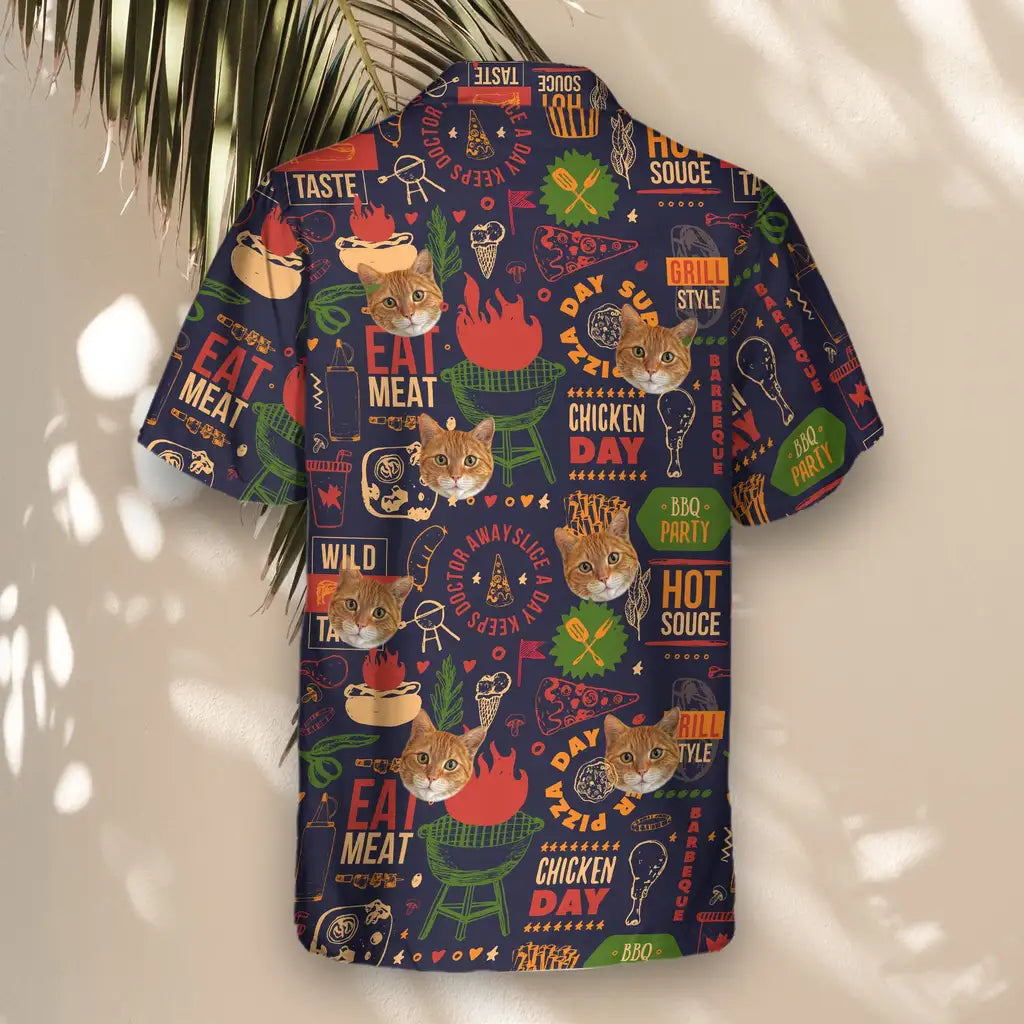 Custom Face &amp; Logo BBQ Feast Paradise Hawaiian Shirt | Perfect Backyard BBQ &amp; Summer Gathering