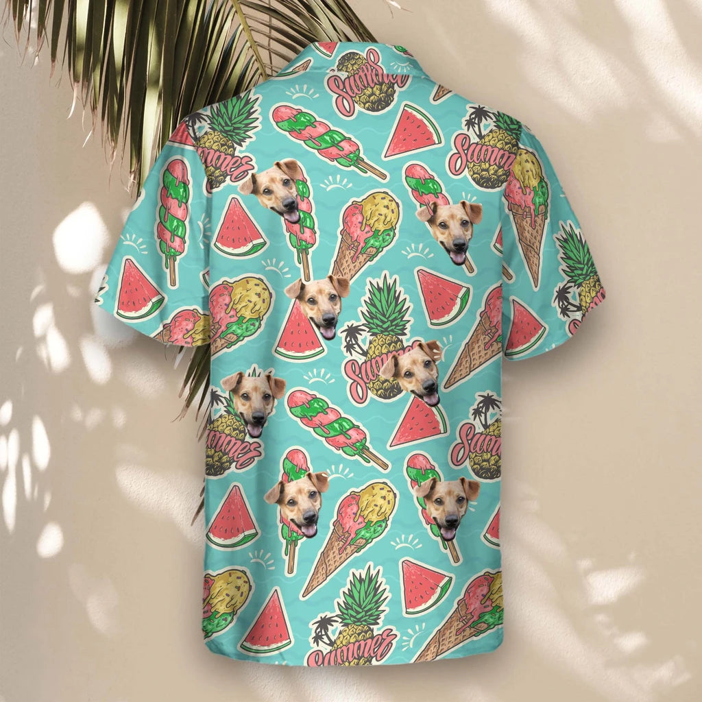 Custom Face &amp; Logo Beach Holiday Hawaiian Shirt | Unique Summer Beach Gift for Men