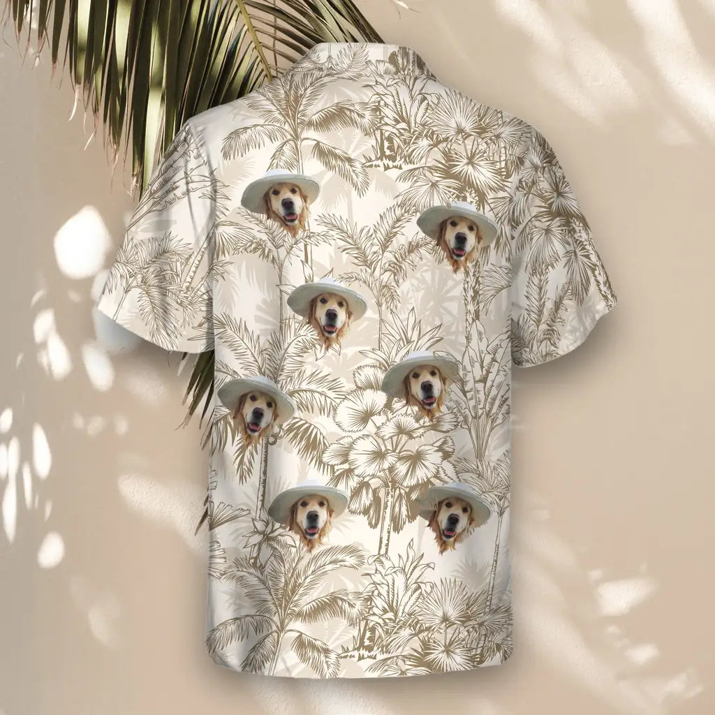 Custom Face &amp; Logo Beige Island Breeze Hawaiian Shirt | Unique Summer Beach Gift for Men