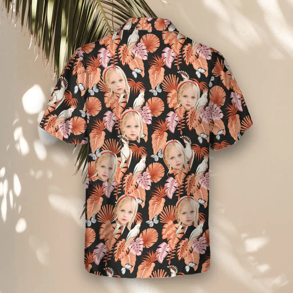 Custom Face &amp; Logo Rosy Paradise Hawaiian Shirt | Unique Summer Beach Gift for Men