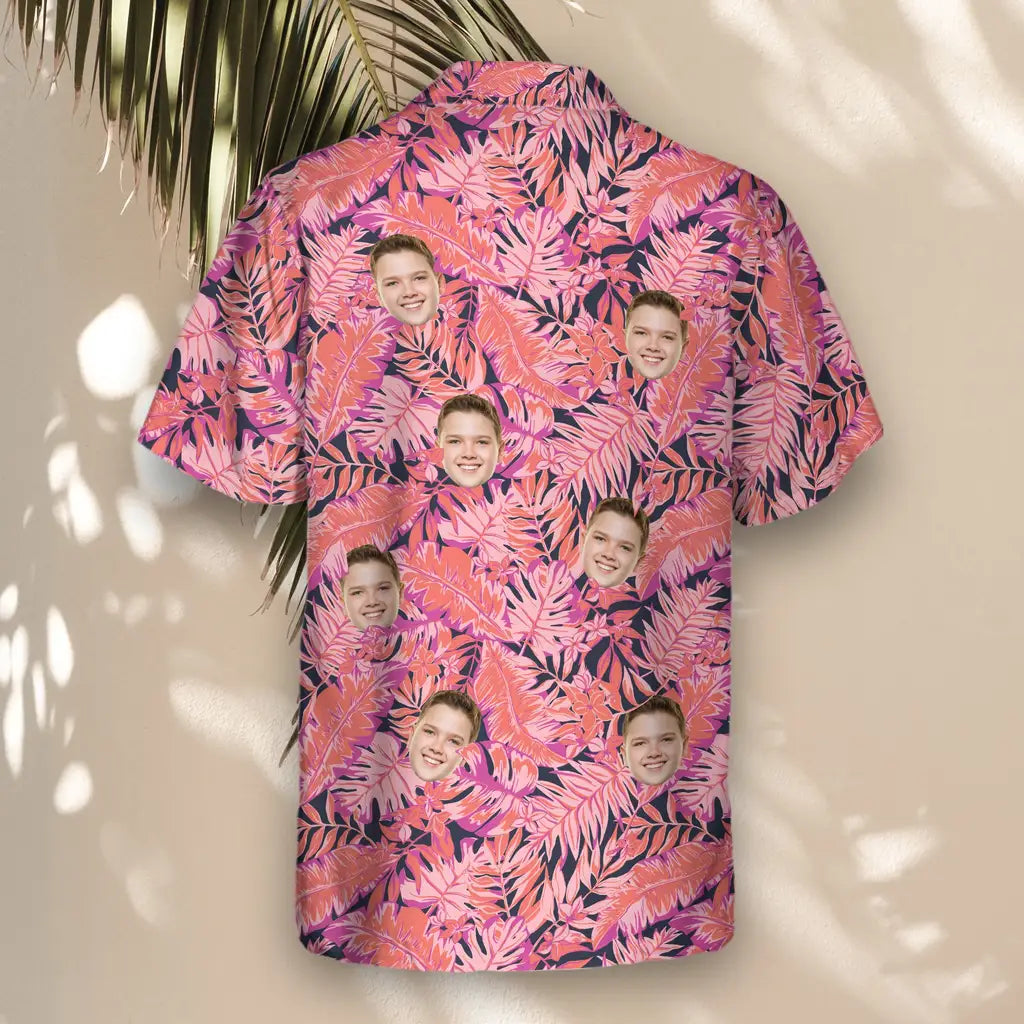 Custom Face &amp; Logo Bright Colorful Tropical Florals Hawaiian Shirt | Custom Gift for Beach Vacation &amp; Cruises