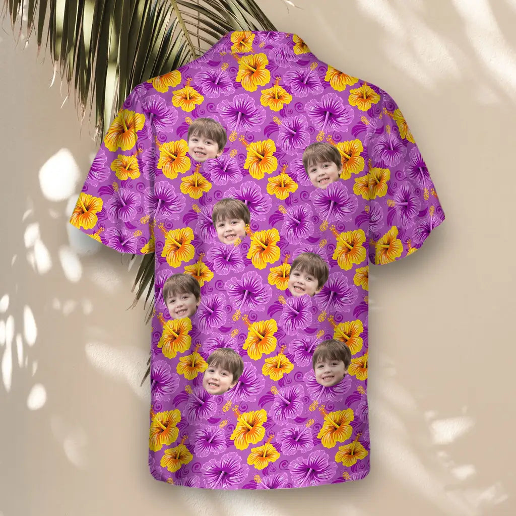 Custom Face &amp; Logo Enchanted Hibiscus Garden Hawaiian Shirt | Custom Gift for Beach Vacation &amp; Cruises