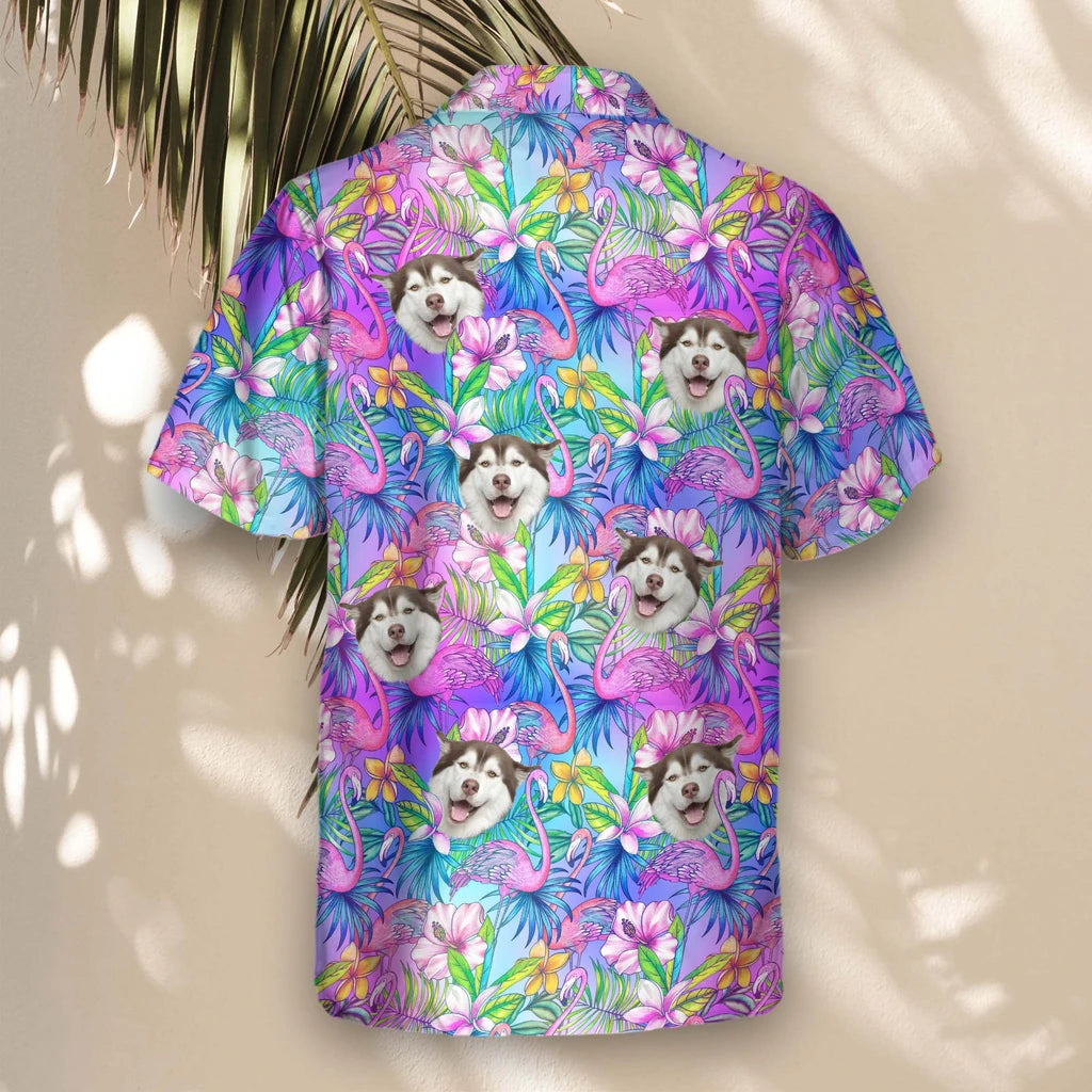 Custom Face &amp; Logo Flamingo Breeze Hawaiian Shirt | Custom Gift for Beach Vacation &amp; Cruises