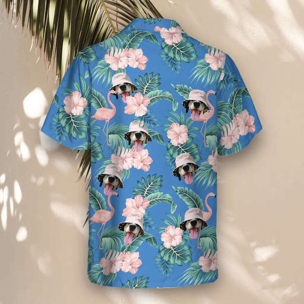 Custom Face &amp; Logo Flamingo Paradise Hawaiian Shirt | Custom Gift for Beach Vacation &amp; Cruises