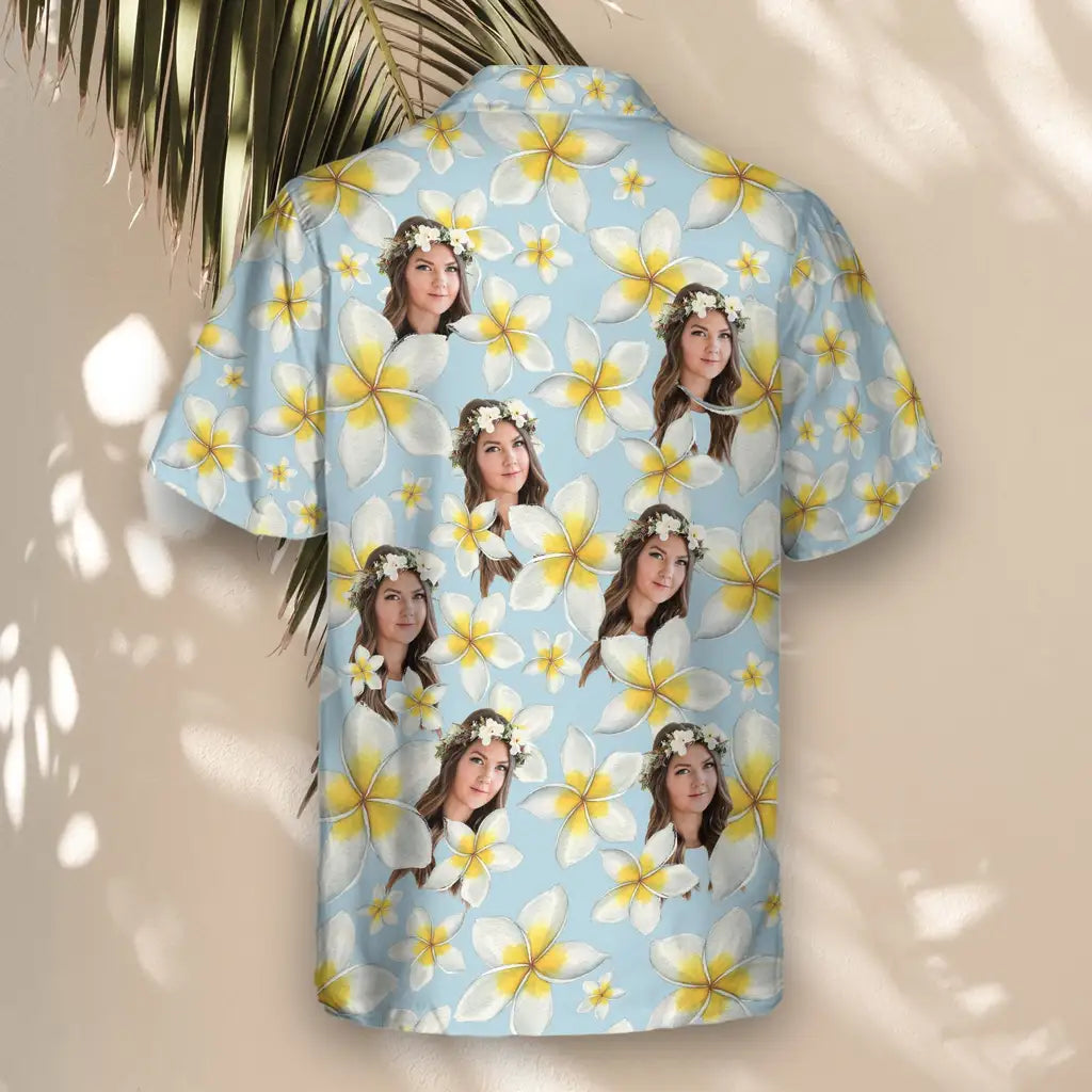 Custom Face &amp; Logo Frangipani Paradise Hawaiian Shirt | Custom Gift for Beach Vacation &amp; Cruises
