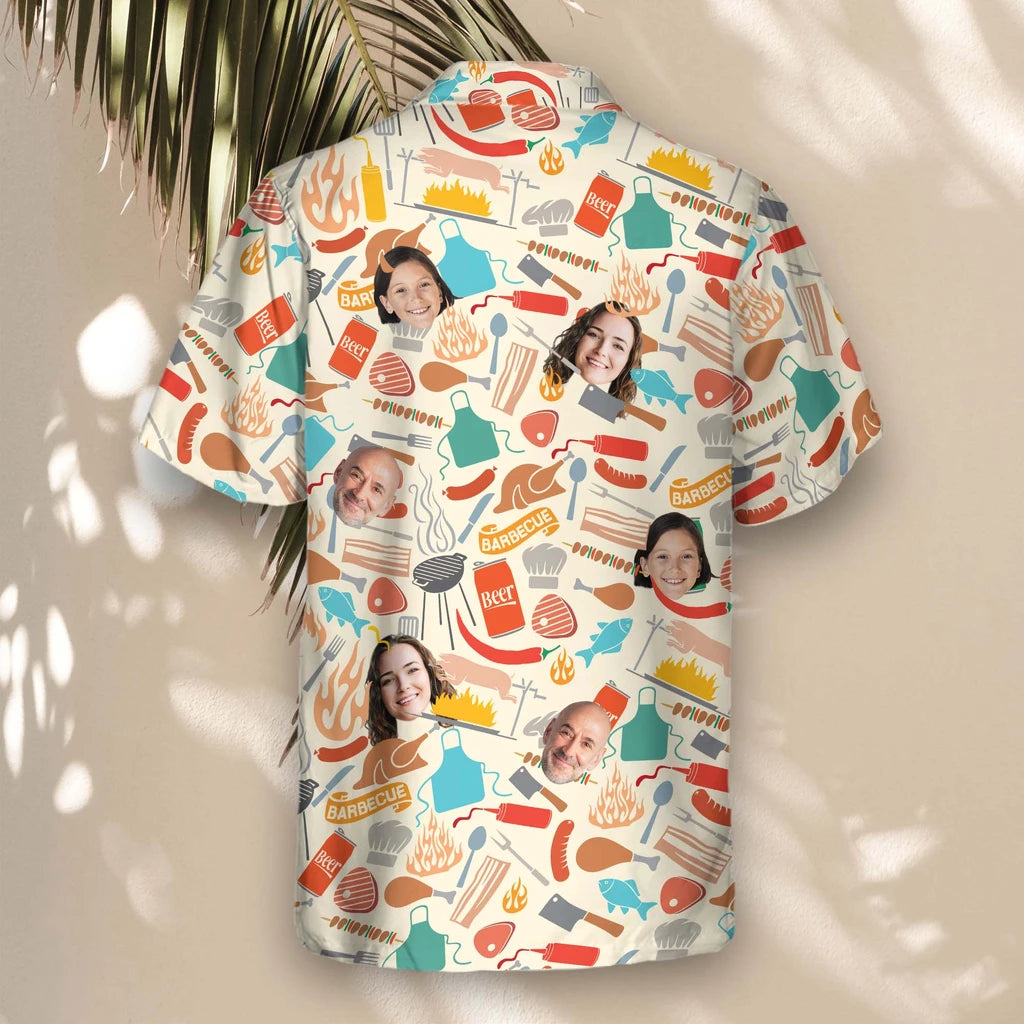 Custom Face &amp; Logo Grill Master Party Hawaiian Shirt | Perfect Backyard BBQ &amp; Summer Gathering