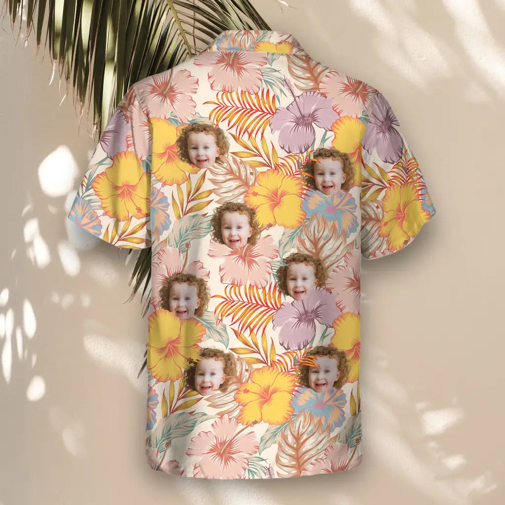 Custom Face &amp; Logo Hibiscus Summer Hawaiian Shirt | Custom Gift for Beach Vacation &amp; Cruises