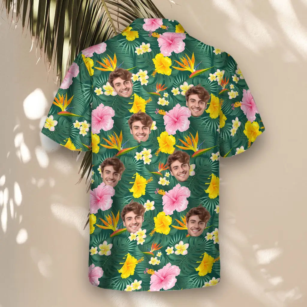 Custom Face &amp; Logo Island Blossom Hawaiian Shirt | Custom Gift for Beach Vacation &amp; Cruises
