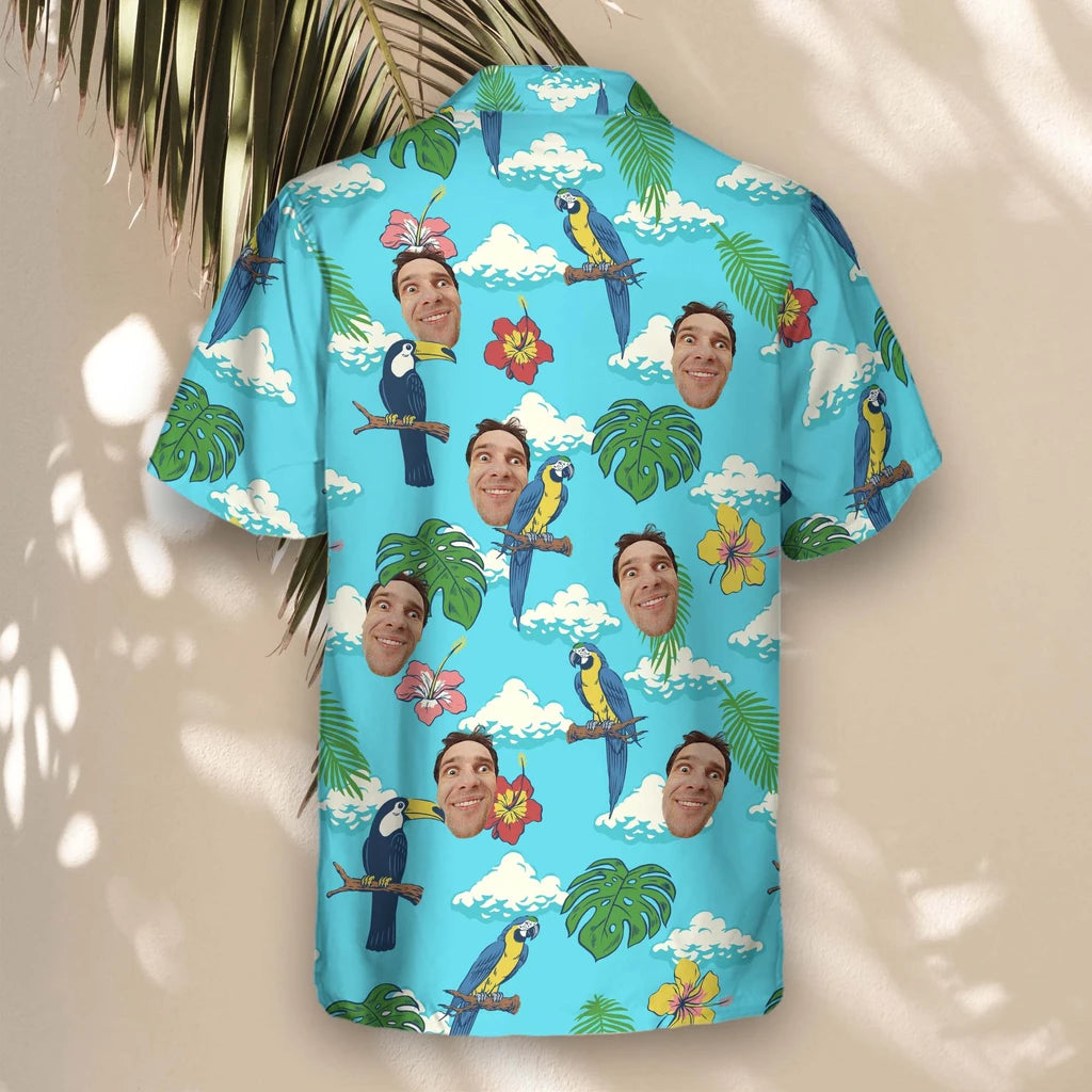 Custom Face &amp; Logo Jungle Bird Paradise Hawaiian Shirt | Unique Gift for Wildlife Lovers