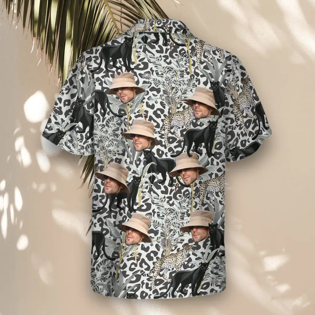 Custom Face &amp; Logo Jungle Prowl Hawaiian Shirt | Unique Gift for Wildlife Lovers