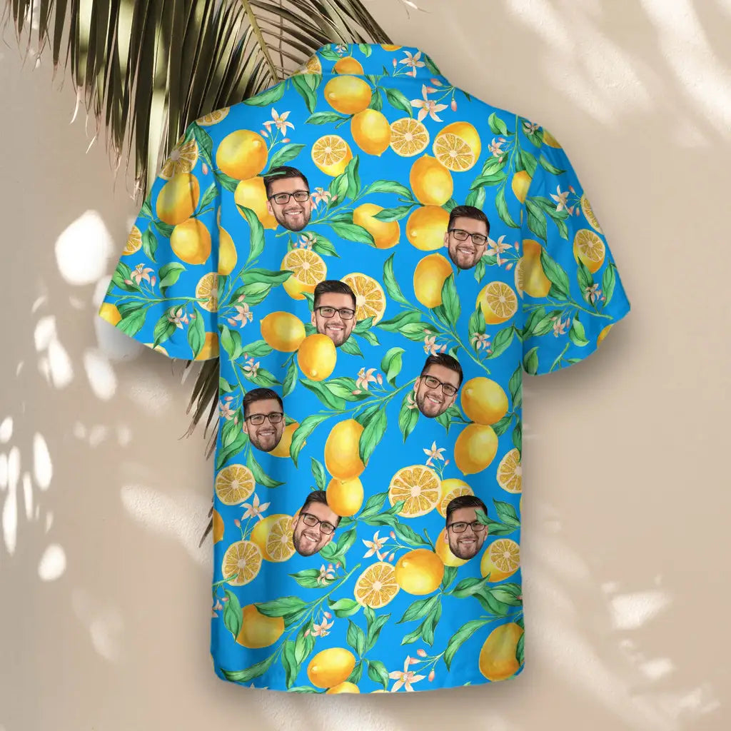 Custom Face &amp; Logo Lemon Grove Breeze Hawaiian Shirt | Fresh Summer Fruit Lover Gift