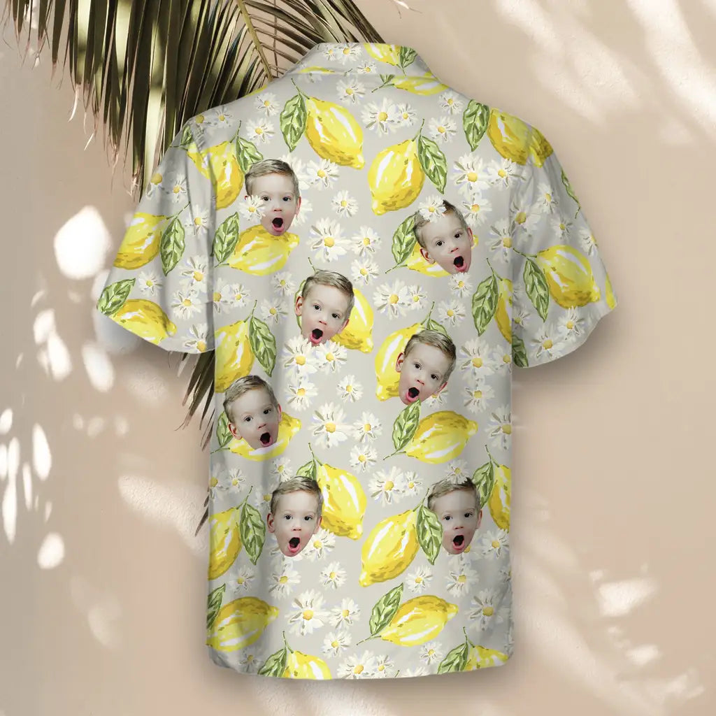 Custom Face &amp; Logo Lemon Grove Vibes Hawaiian Shirt | Fresh Summer Fruit Lover Gift