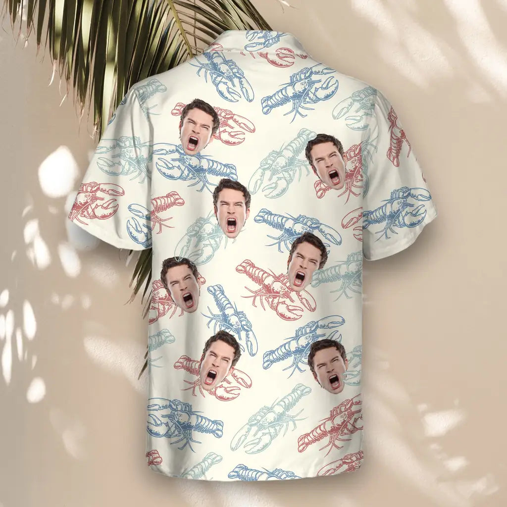 Custom Face &amp; Logo Lobster Fest Hawaiian Shirt | Perfect Backyard BBQ &amp; Summer Gathering