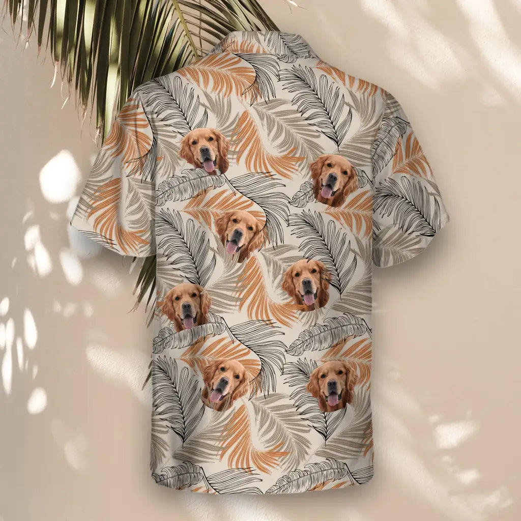 Custom Face &amp; Logo Lush Tropical Foliage Hawaiian Shirt | Unique Summer Beach Gift for Men
