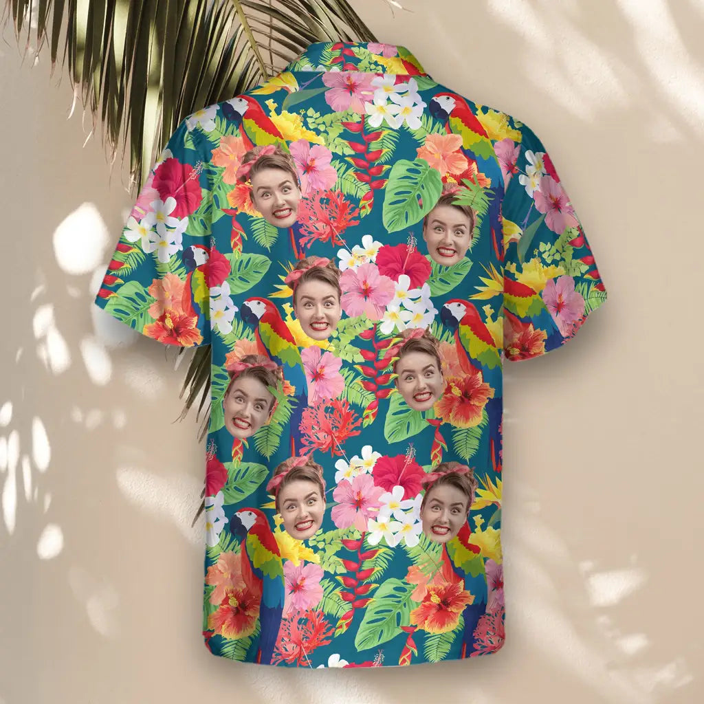 Custom Face &amp; Logo Macaw Jungle Vibes Hawaiian Shirt | Unique Gift for Wildlife Lovers