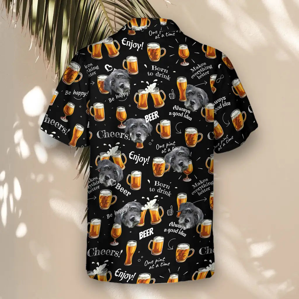Custom Face &amp; Logo Raise A Toast Hawaiian Shirt | Unique Summer Beach Gift for Men