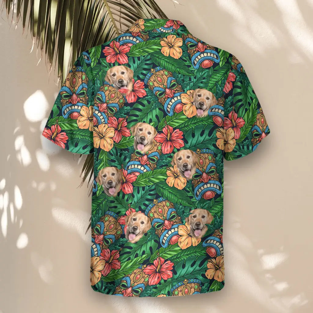 Custom Face &amp; Logo Tiki Paradise Warrior Hawaiian Shirt | Great for Themed Parties &amp; Group Events