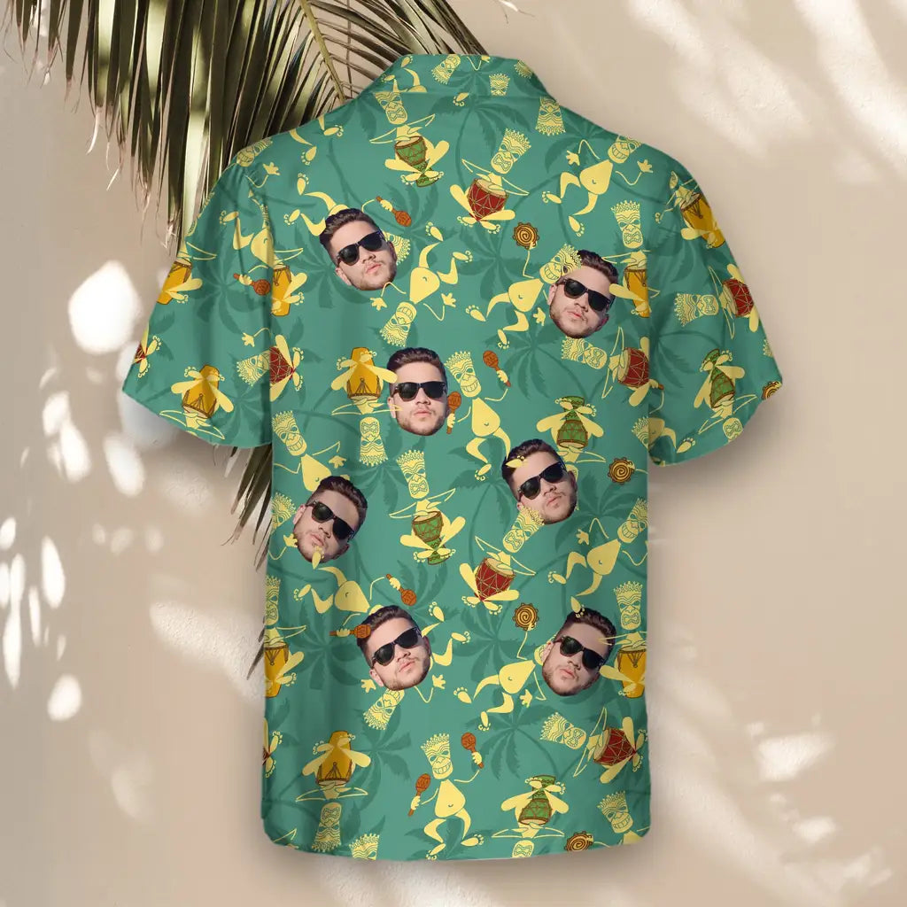 Custom Face &amp; Logo Tribal Rhythm Vibes Hawaiian Shirt | Unique Summer Beach Gift for Men