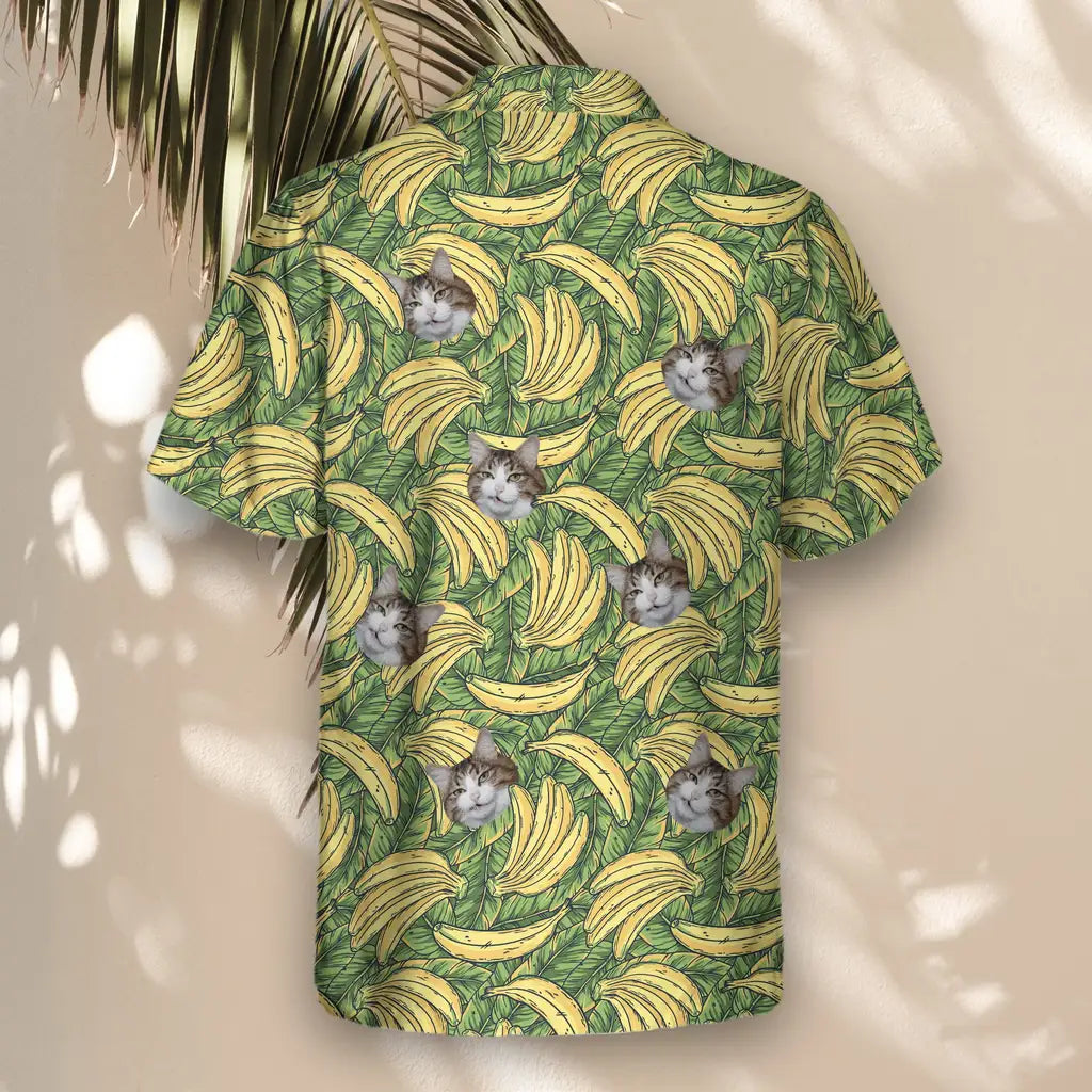 Custom Face &amp; Logo Tropical Banana Bliss Hawaiian Shirt | Fresh Summer Fruit Lover Gift