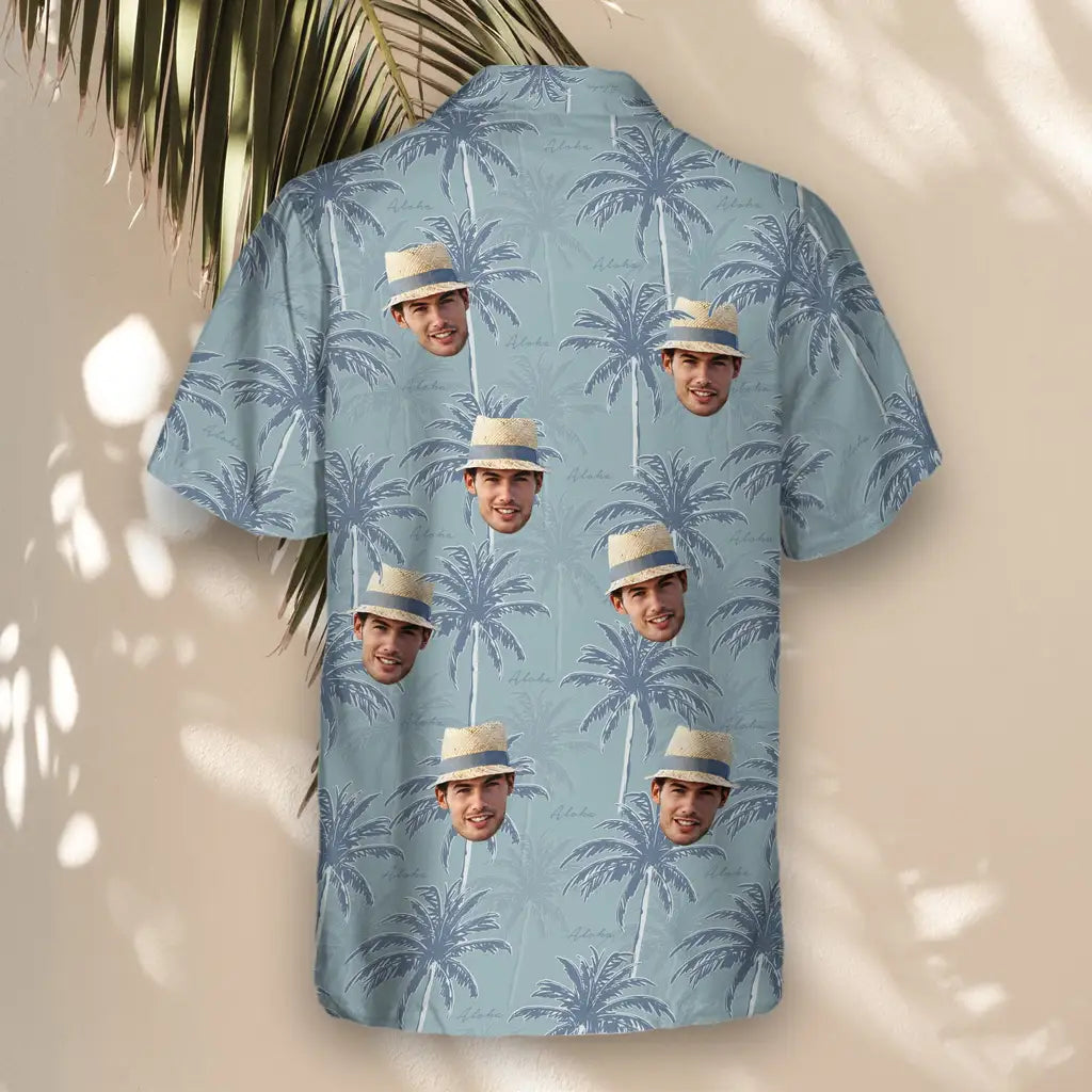 Custom Face &amp; Logo Tropical Breeze Hawaiian Shirt | Unique Summer Beach Gift for Men