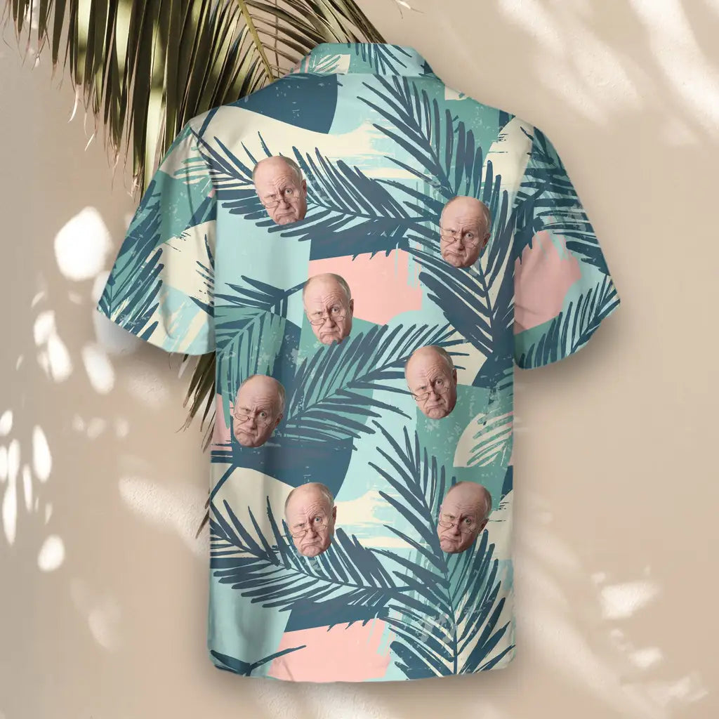 Custom Face &amp; Logo Tropical Color Pop Hawaiian Shirt | Unique Summer Beach Gift for Men