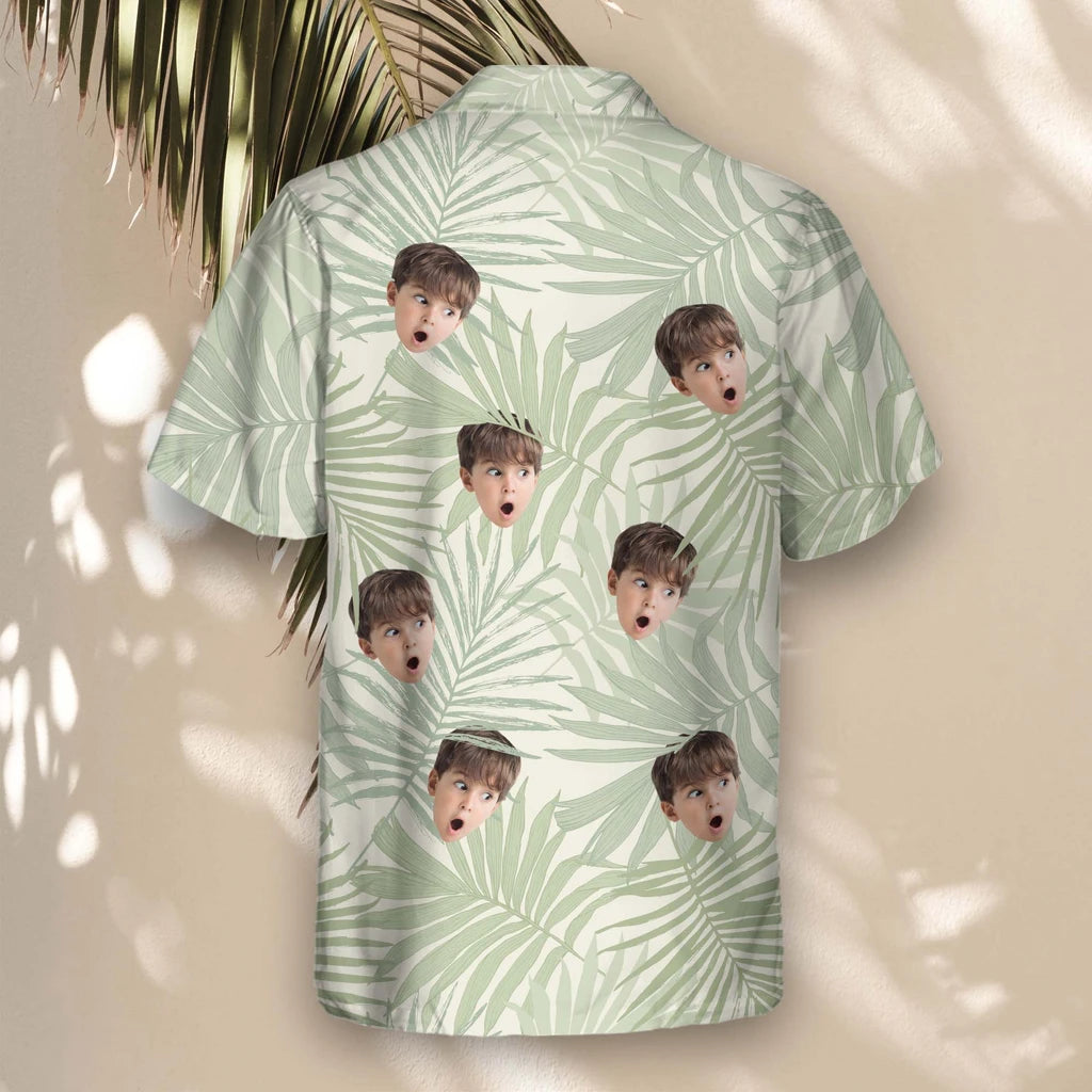 Custom Face &amp; Logo Tropical Leaf Dreams Hawaiian Shirt | Unique Summer Beach Gift for Men