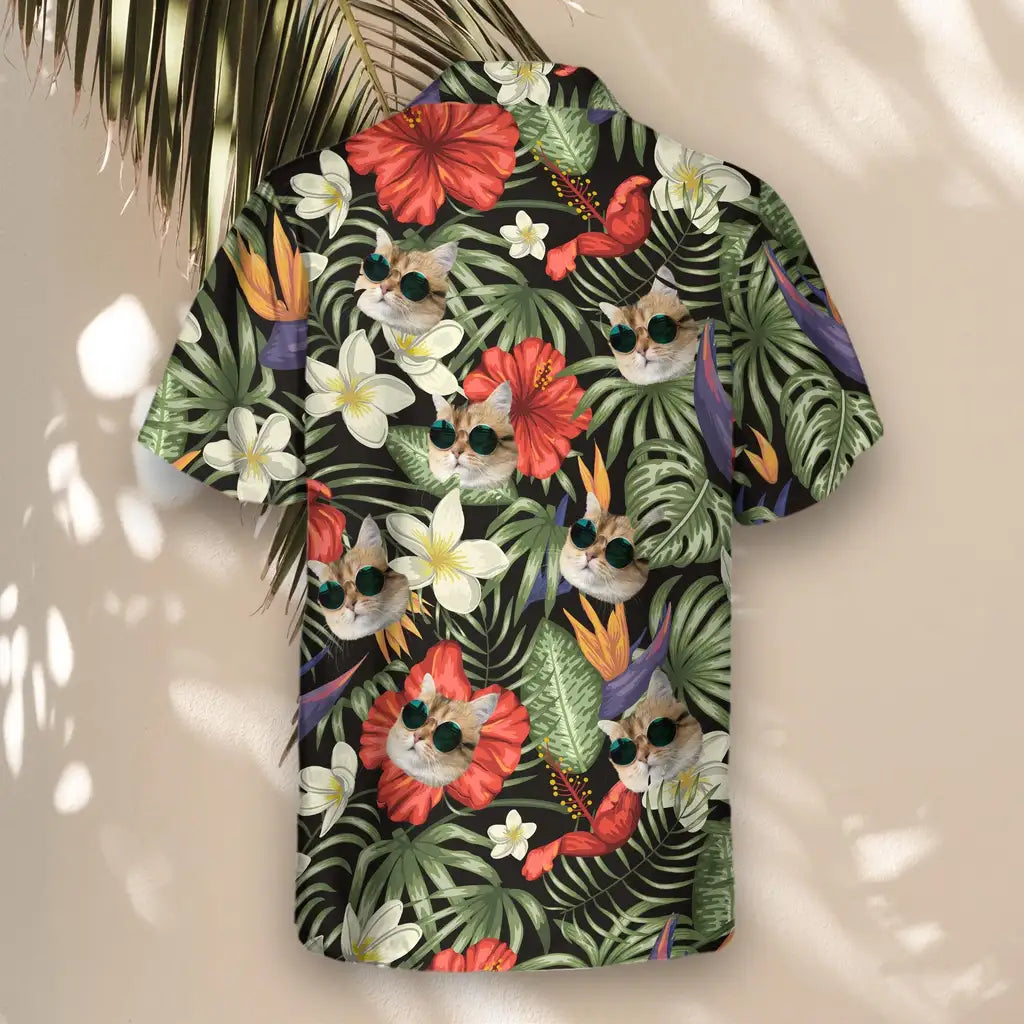 Custom Face &amp; Logo Tropical Oasis Hawaiian Shirt | Unique Summer Beach Gift for Men