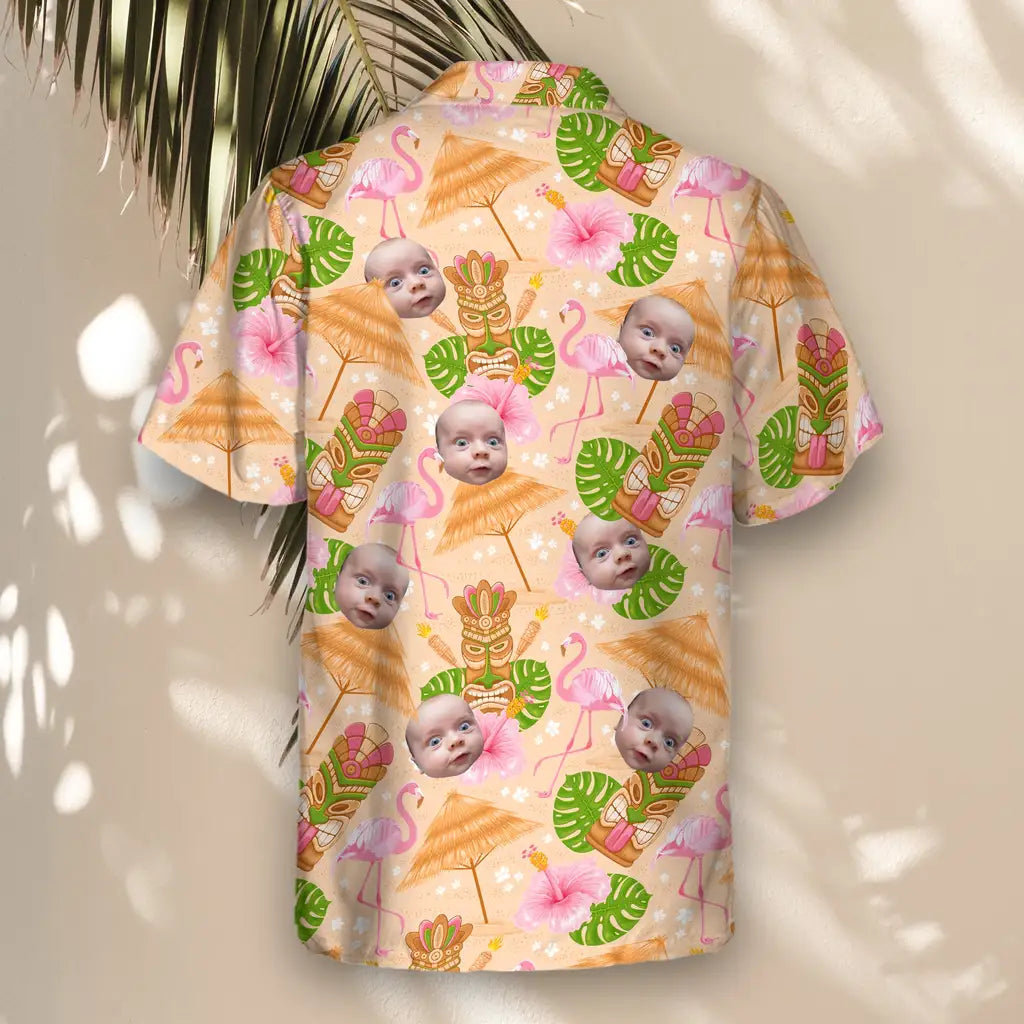 Custom Face &amp; Logo Tropical Tiki Grill Fest Hawaiian Shirt | Perfect Backyard BBQ &amp; Summer Gathering
